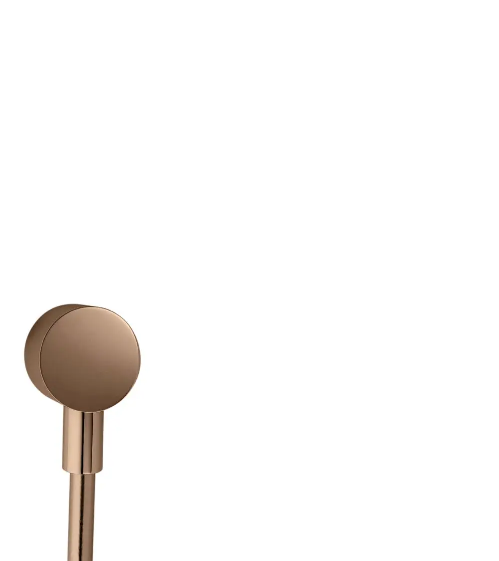 Runder Wandanschluss in Polished Red Gold von AXOR, montiert an einer vertikalen Fläche, mit einer klaren und minimalistischen Gestaltung.